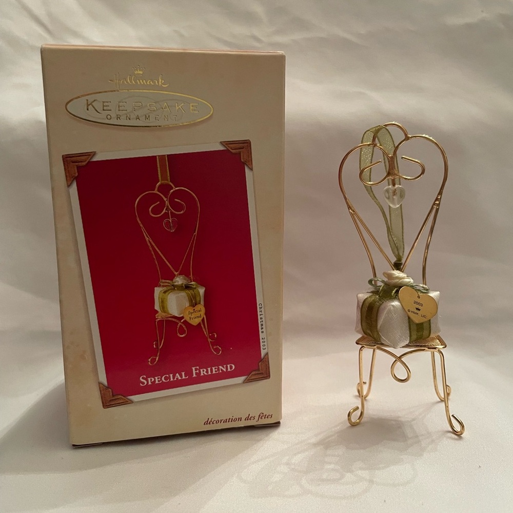 Hallmark Gold Chair Ornament with Silver and Green Details